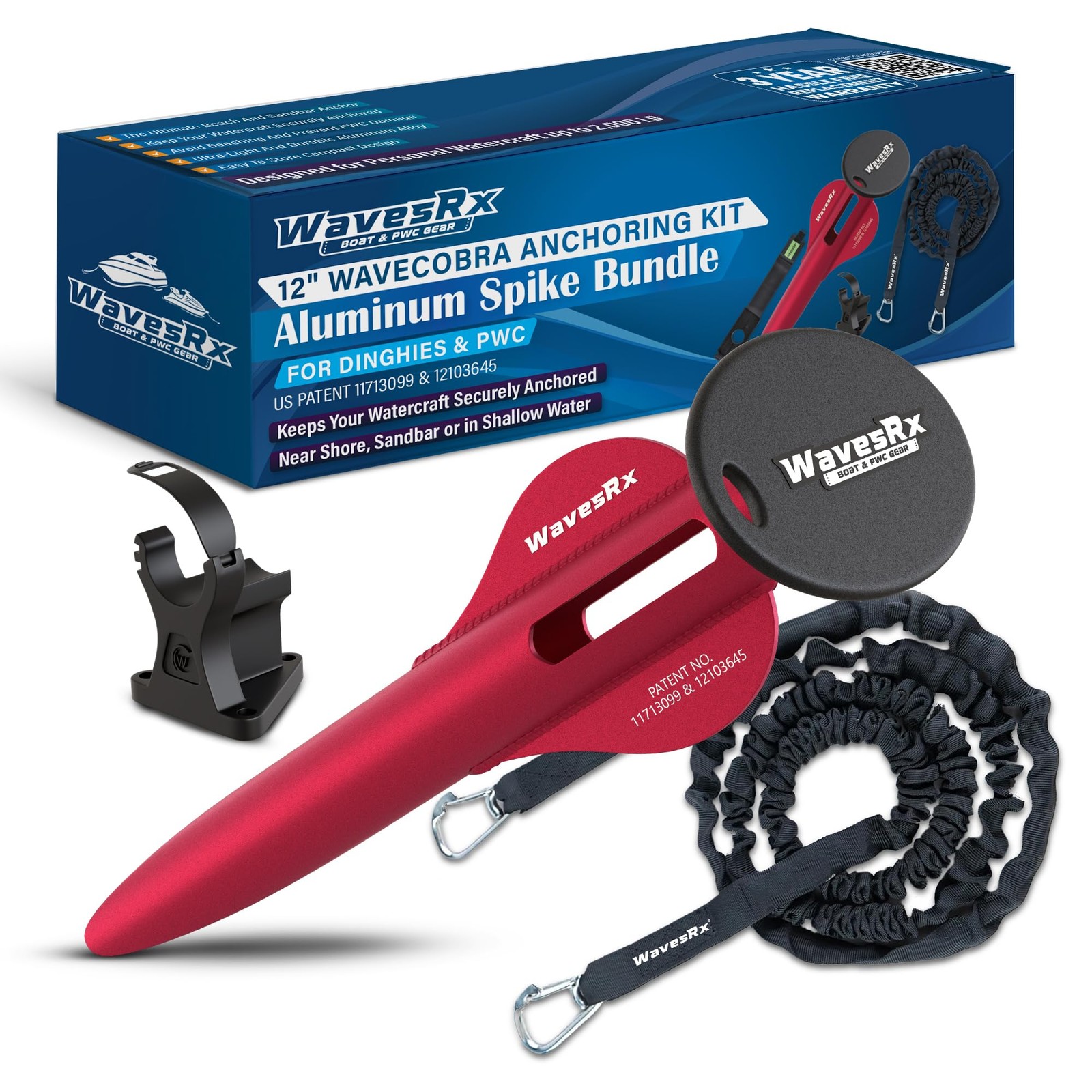 WAVESRX Ultra-Light Aluminum Beach Anchor for Jet Ski, Boat & Kayak