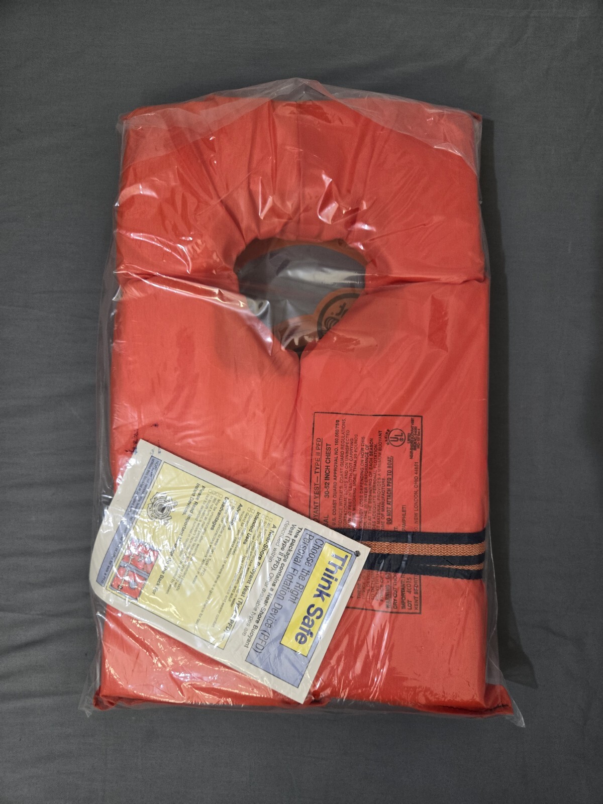 Life Jacket ORANGE Adult over 90 LBS. Buckles Kent Bouyant Life Vest NIP