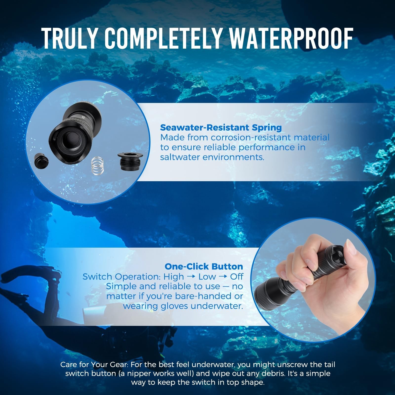 ORCATORCH D550 Scuba Dive Light, 1000 Lumens Super Bright Underwater LED Divi…