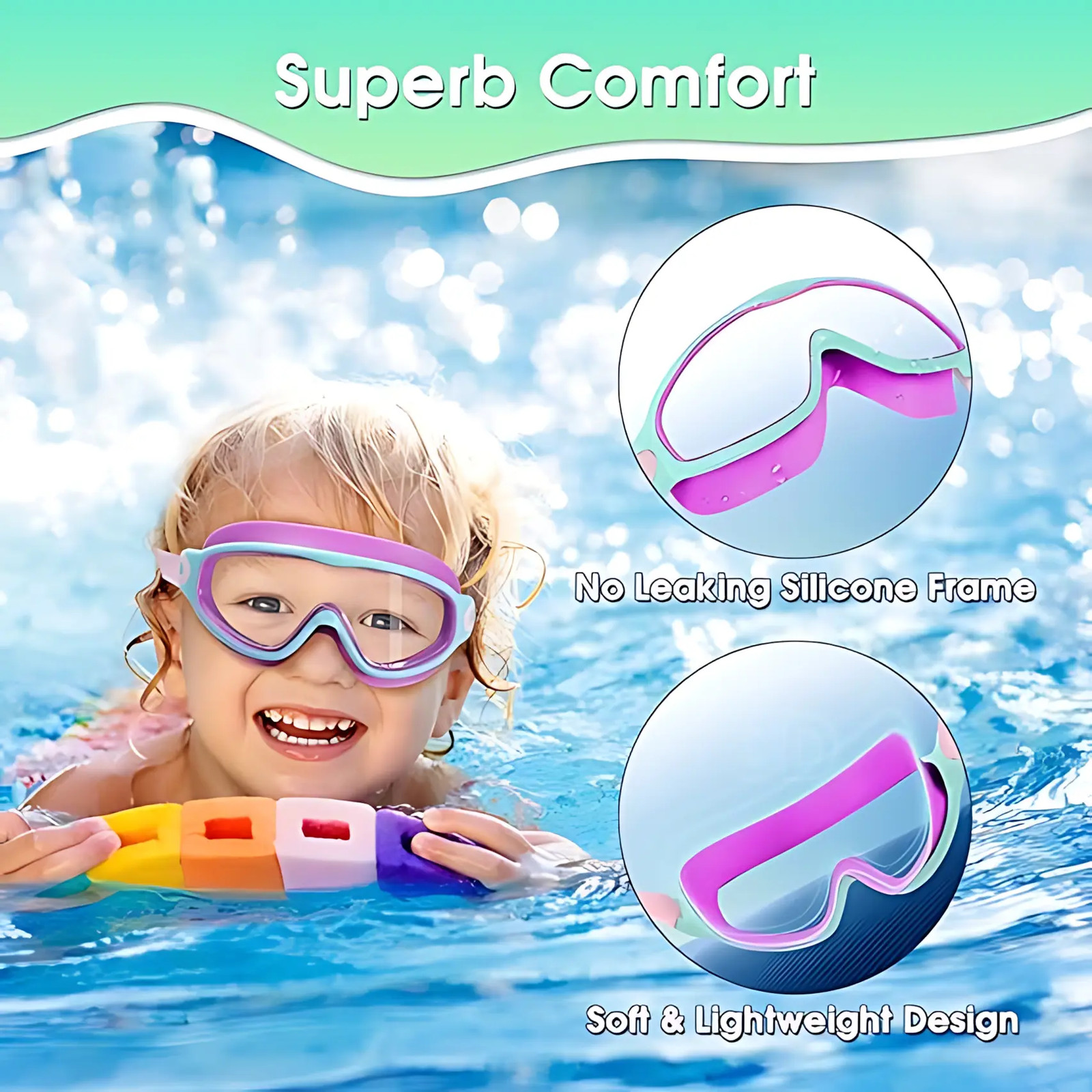 Swimming Goggles 2 Pack Anti-Fog UV Protection Wide View No Leak for Boys Girls