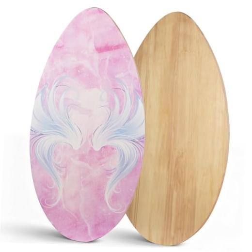 Skimboard 35 Inch Skim Boards for Beach Adults ＆ Kids, High Gloss Coat Wooden