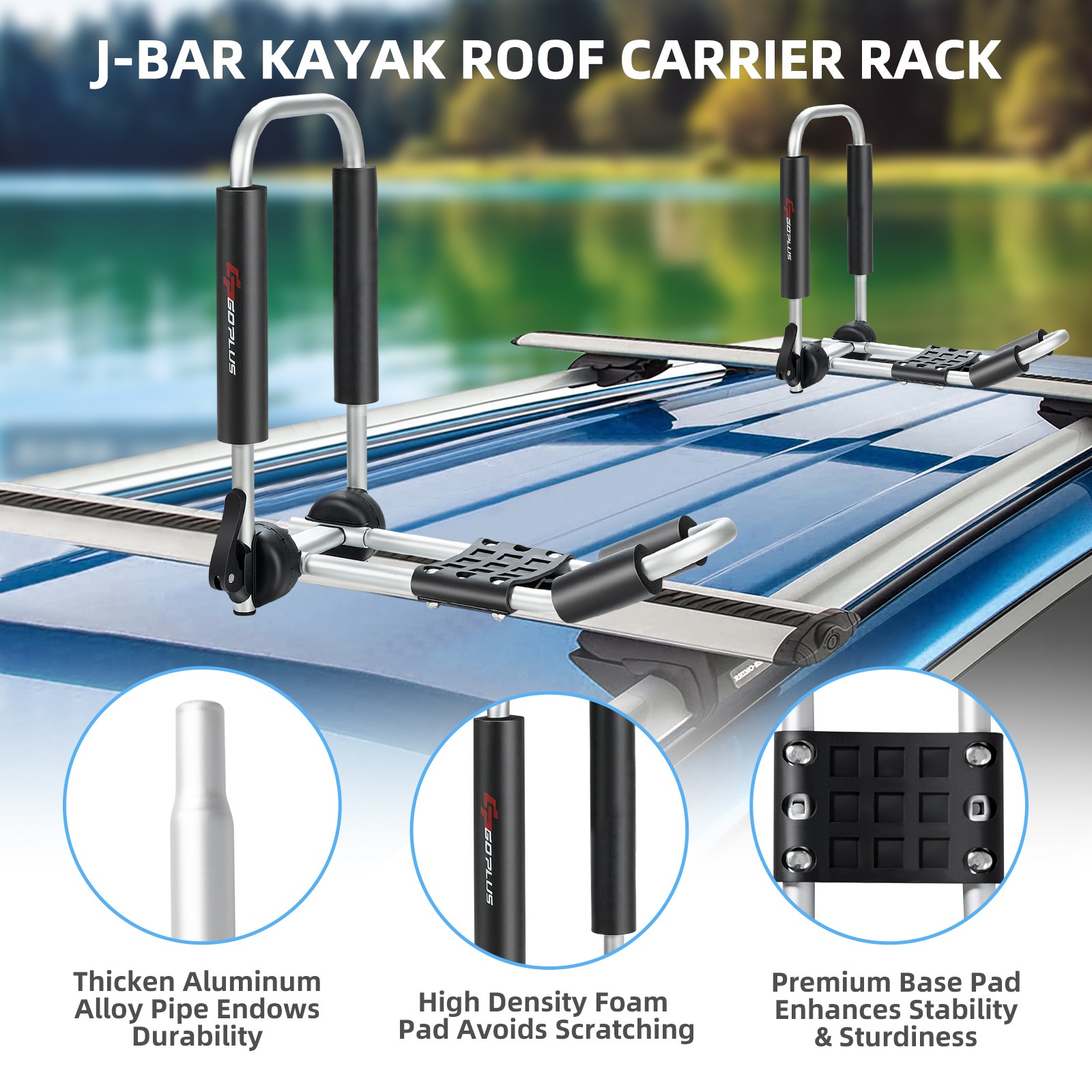 J-Bar Kayak Roof Rack Folding Universal Kayak Rack for Canoe Surfboard
