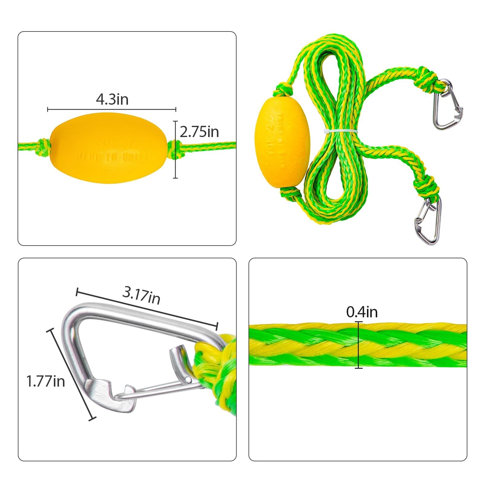 40FT Floating Tow Rope & Anchor Line for Jet Ski Rescue, PWC Recovery, 2200 lbs