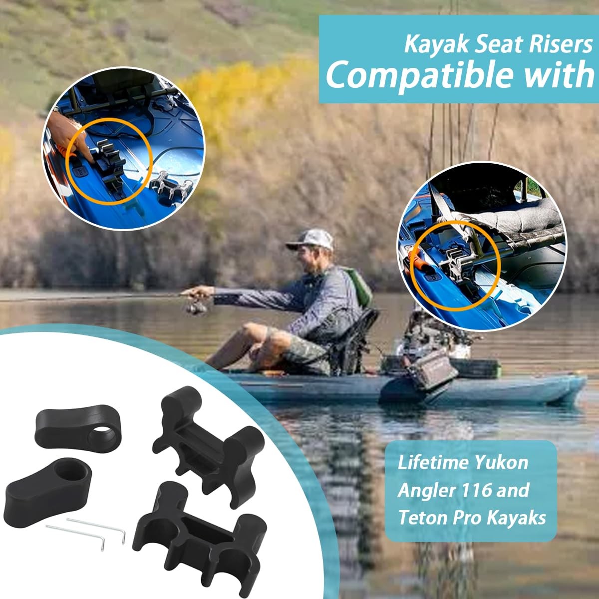 Kayak Seat Risers Compatible with Yukon and Teton Pro Kayaks(Plastic)-Adjusti…