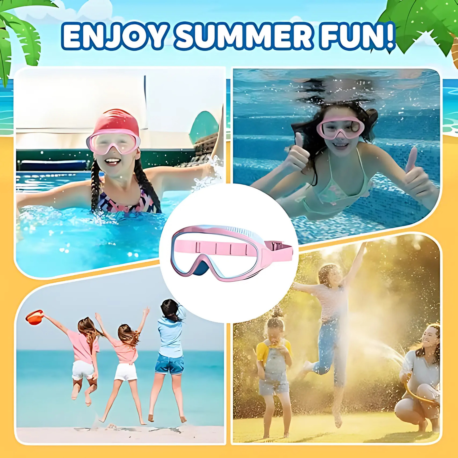 Swimming Goggles 2 Pack Anti-Fog UV Protection Wide View No Leak for Boys Girls