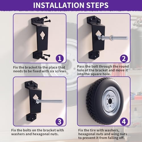 Wall Mount Spare Tire Mount for Enclosed Trailers, Upgraded Spare Wheel