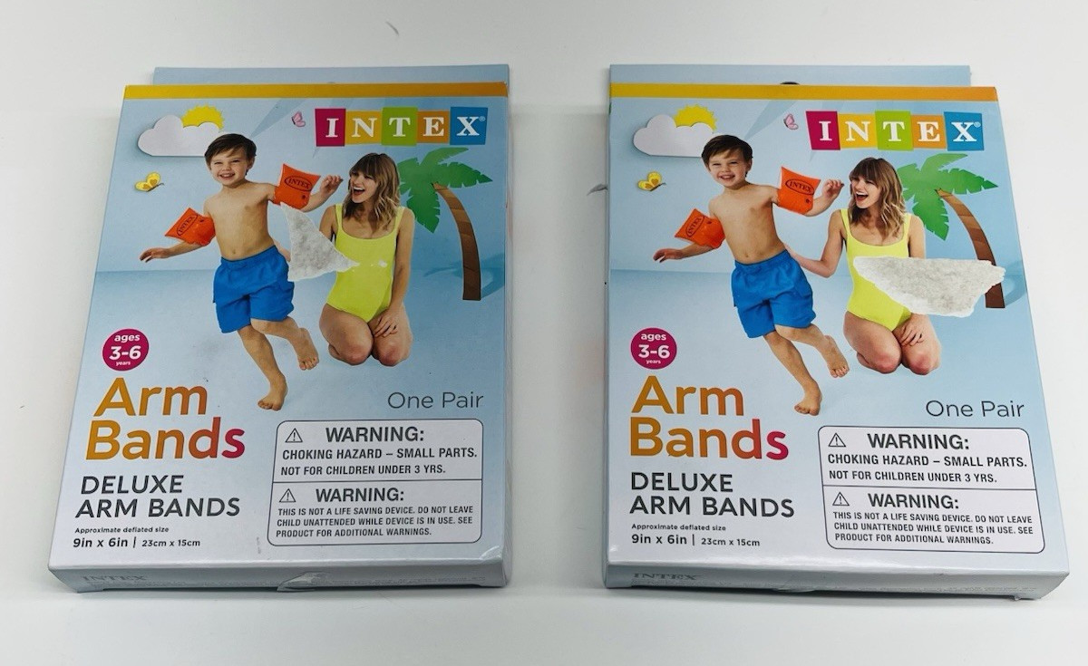 Intex Deluxe Kids Large Inflatable Swimming Arm Bands Age 6 – 12 years Lot of 2