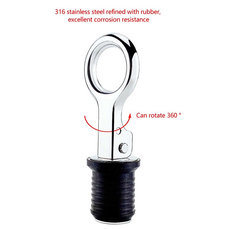 25MM Marine Drain Plug Adjustable Snap Tight Stainless Steel Rubber Drain Plug