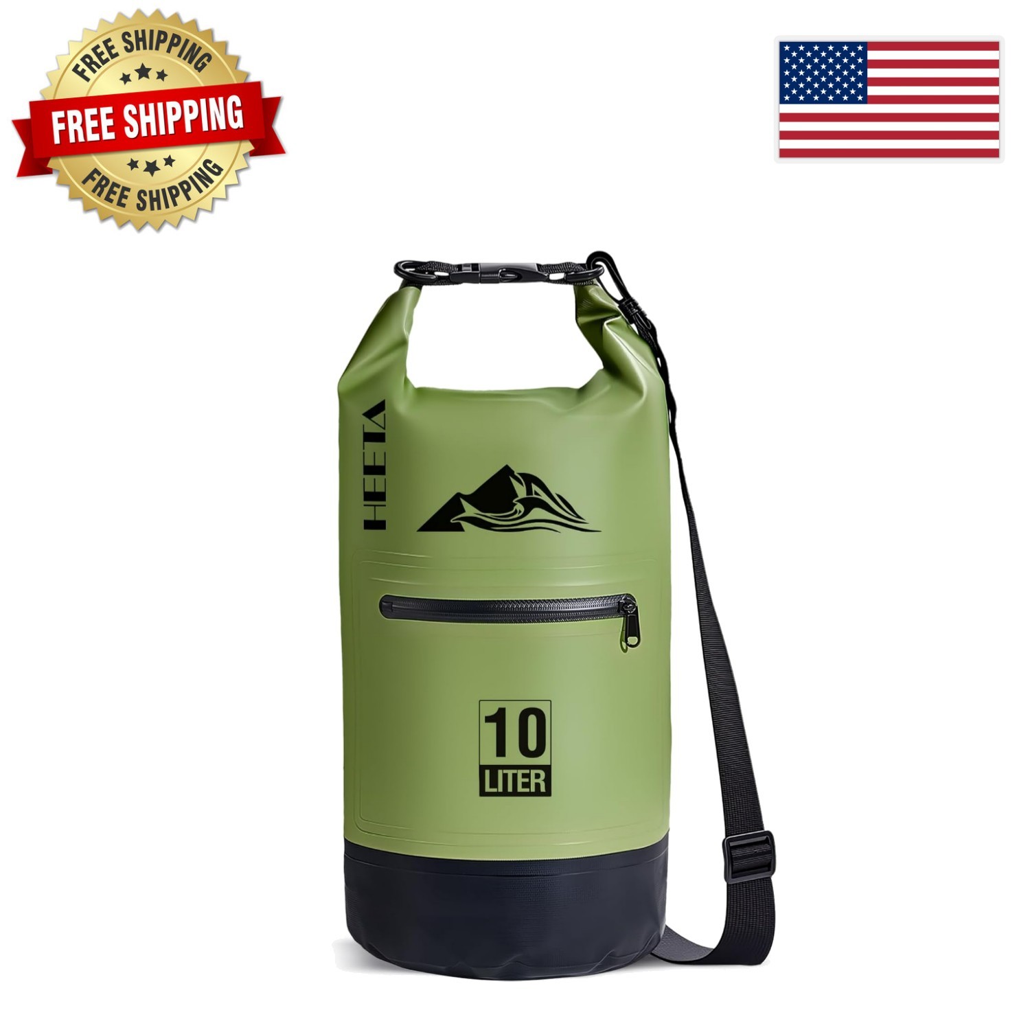 Versatile 10L Waterproof Dry Storage Bag with Zippered Pocket for Adventurers