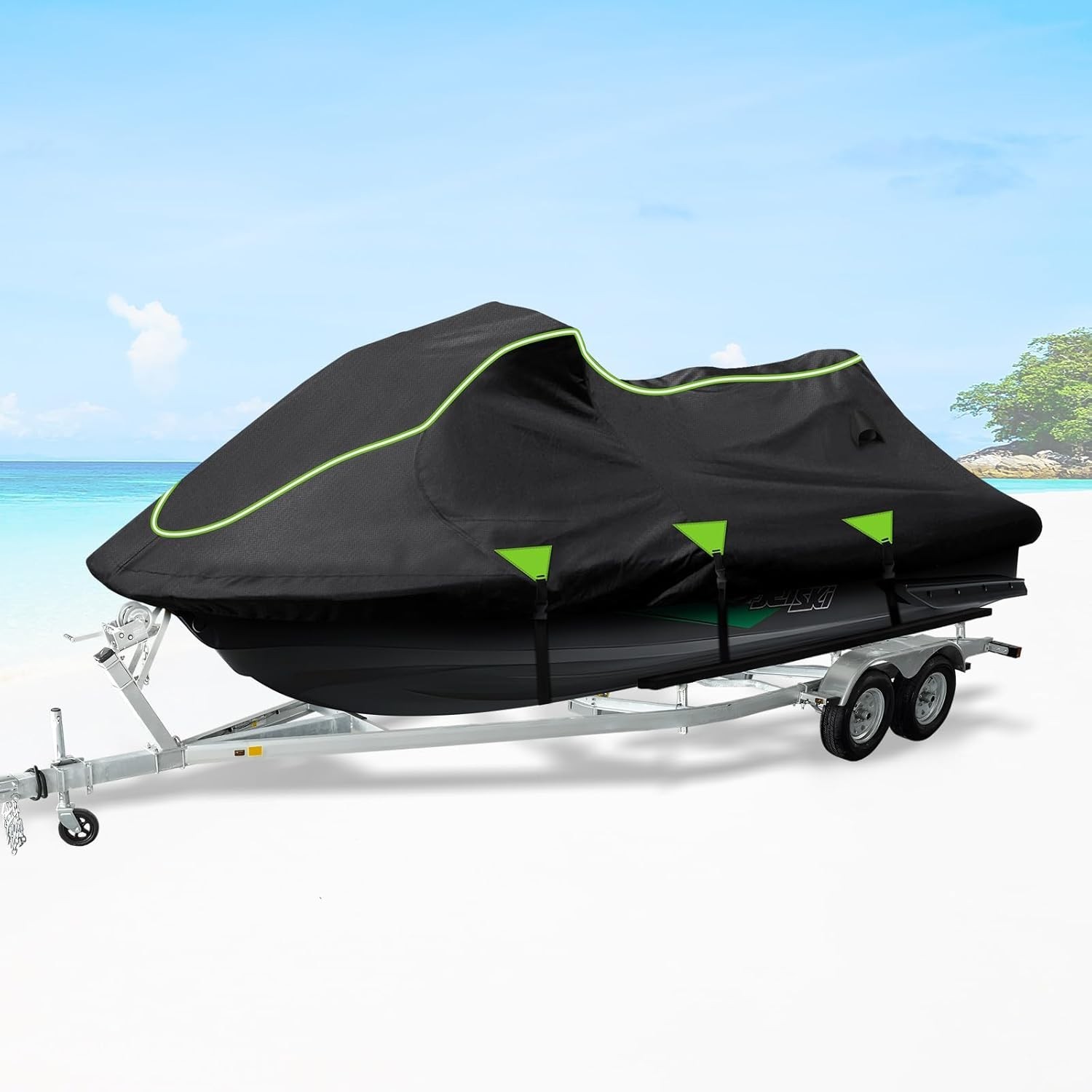 Jet Ski Cover, 120″-135″ 1or 3-Seater Watercrafts, Compatible M (120-135”)