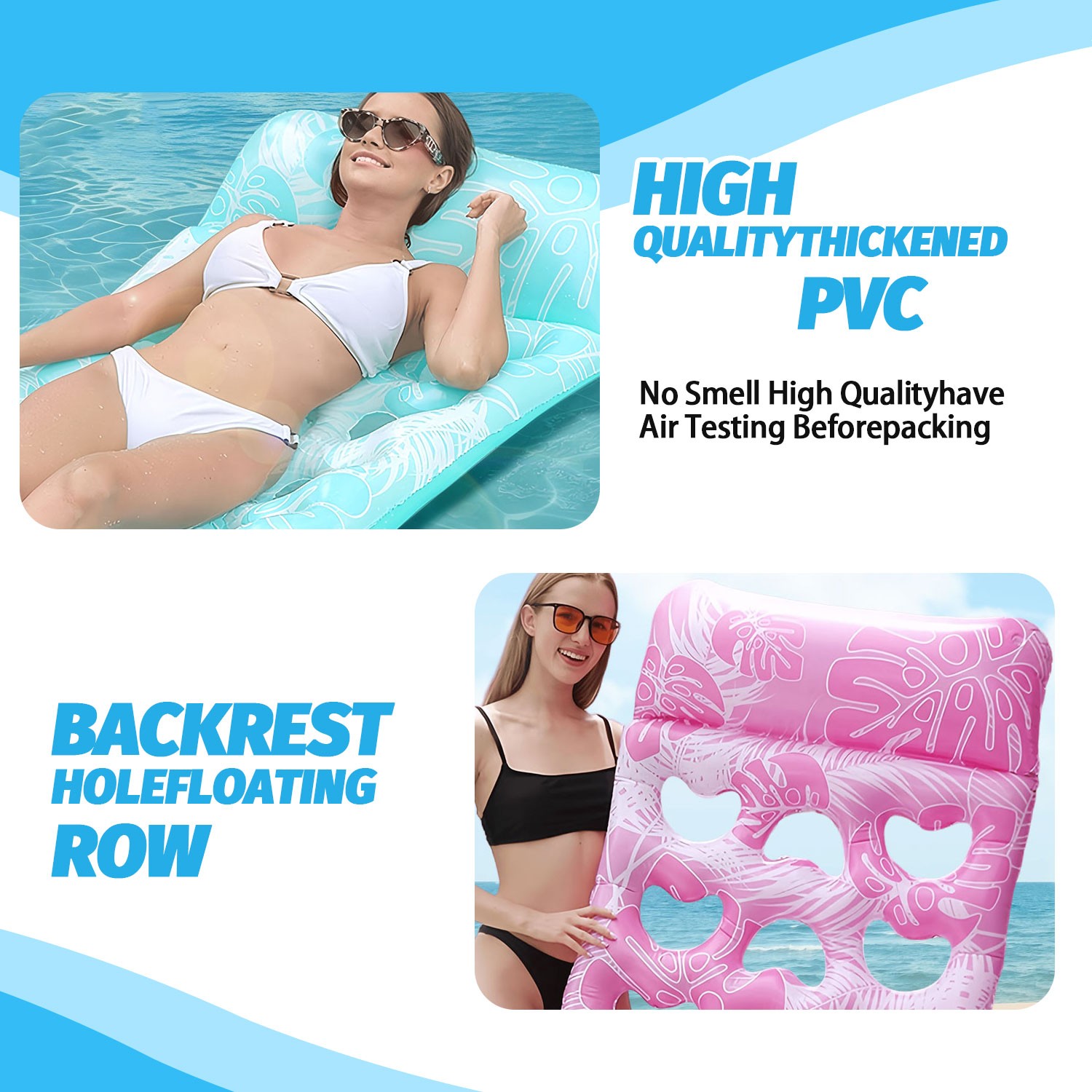 3Pcs Inflatable Pool Floats Bed Adult Floating Lounge Chairs Floating Hammock