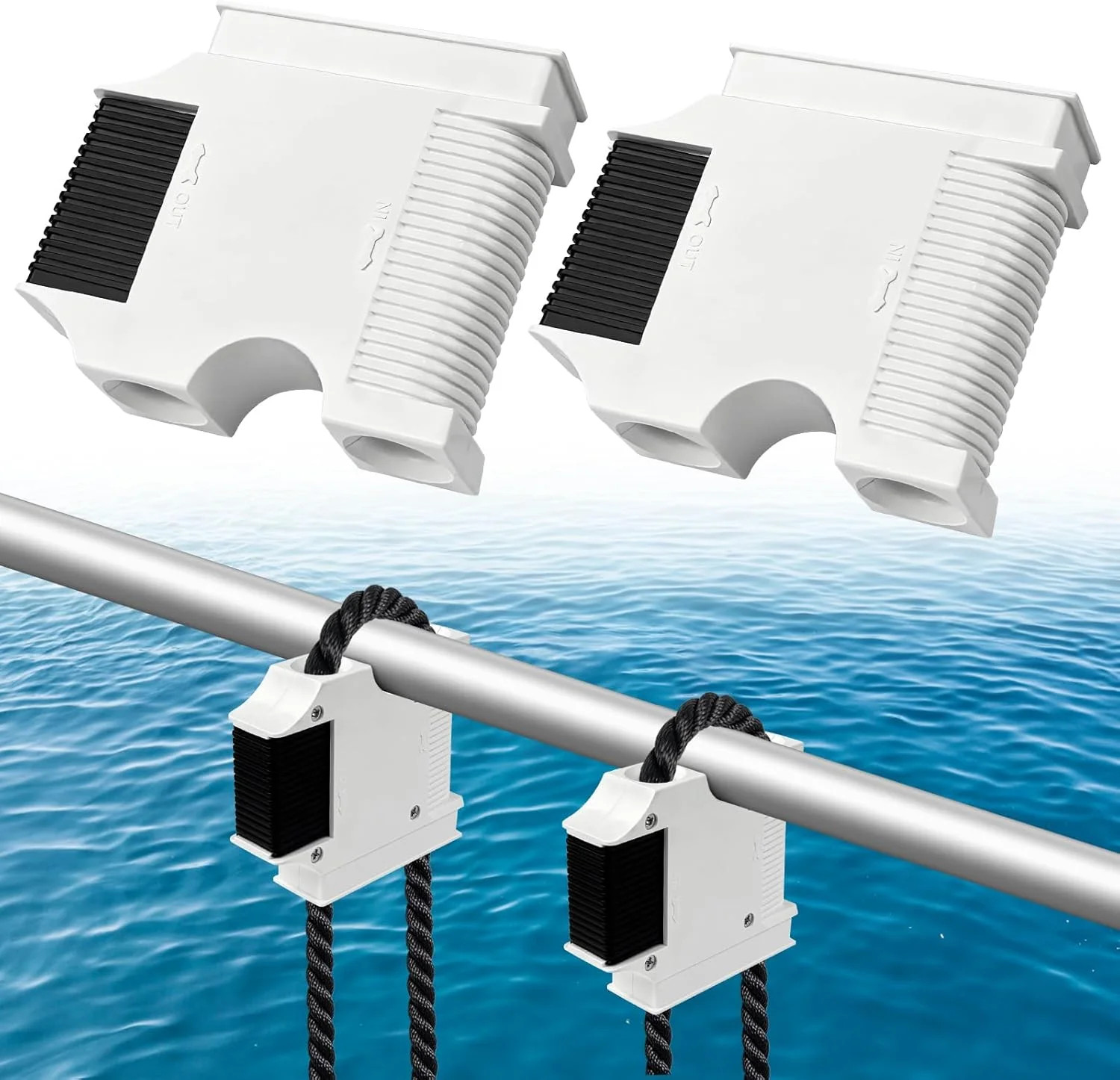 Boat Fender Hanger, Boat Rail and Cleat Fender Clips 2 Pack White, Quick Connect