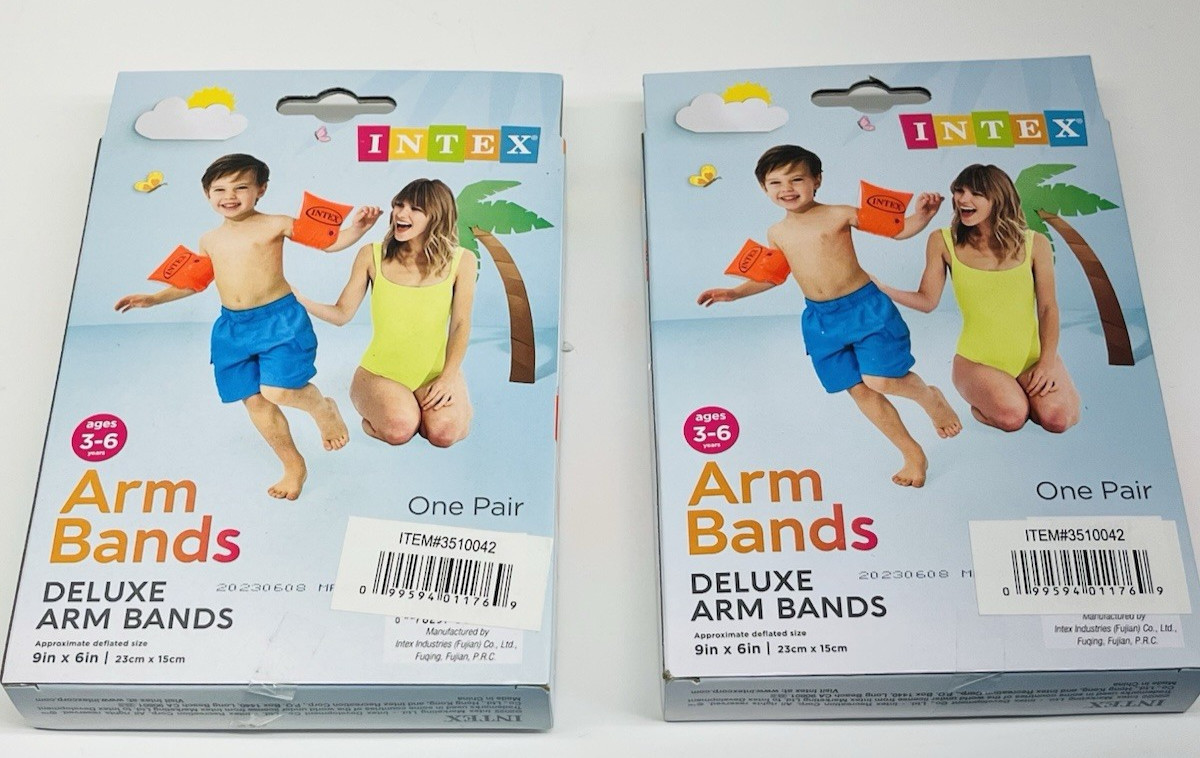 Intex Deluxe Kids Large Inflatable Swimming Arm Bands Age 6 – 12 years Lot of 2