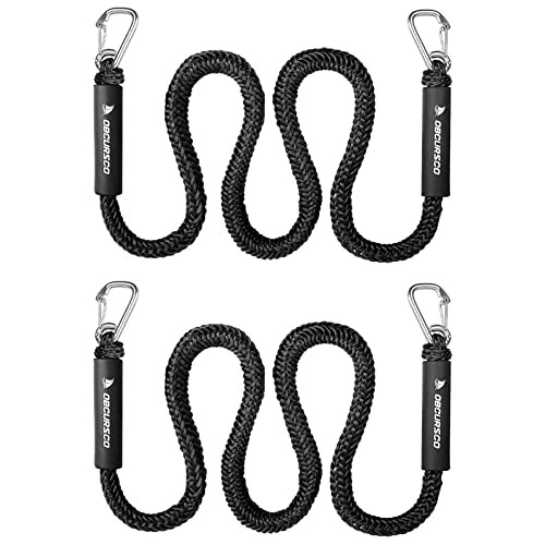 Bungee Dock Lines – Jet Ski Rope with Double 316 Stainless Steel 4-5.5ft Black