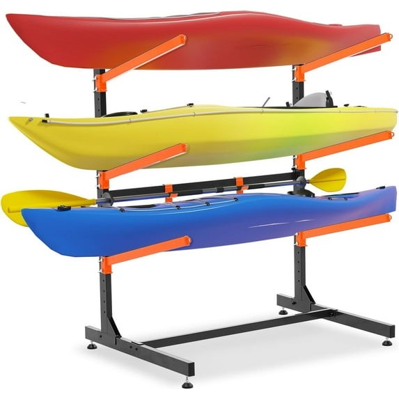 Kayak Storage Rack Freestanding Heavy Duty for 3 Kayaks, Canoes, SUP