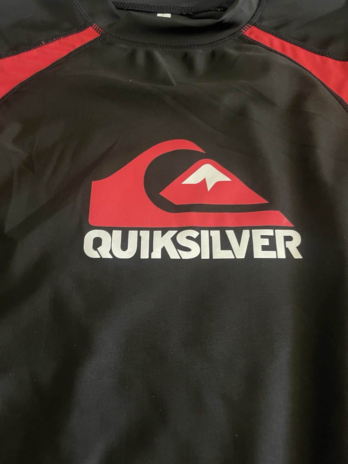 Quiksilver Long Sleeve Rash Guard Surf 🌊Paddle Swim Shirt Logo Red Black XXXL