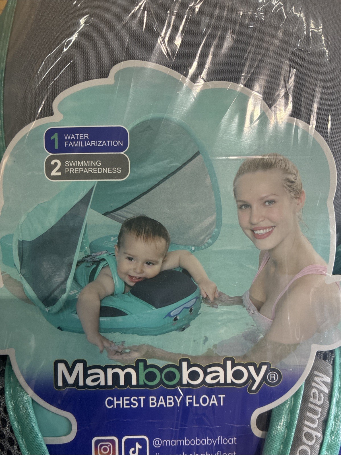 Mambobaby Floatation Baby Float Air Free for pools, safe air free, green.