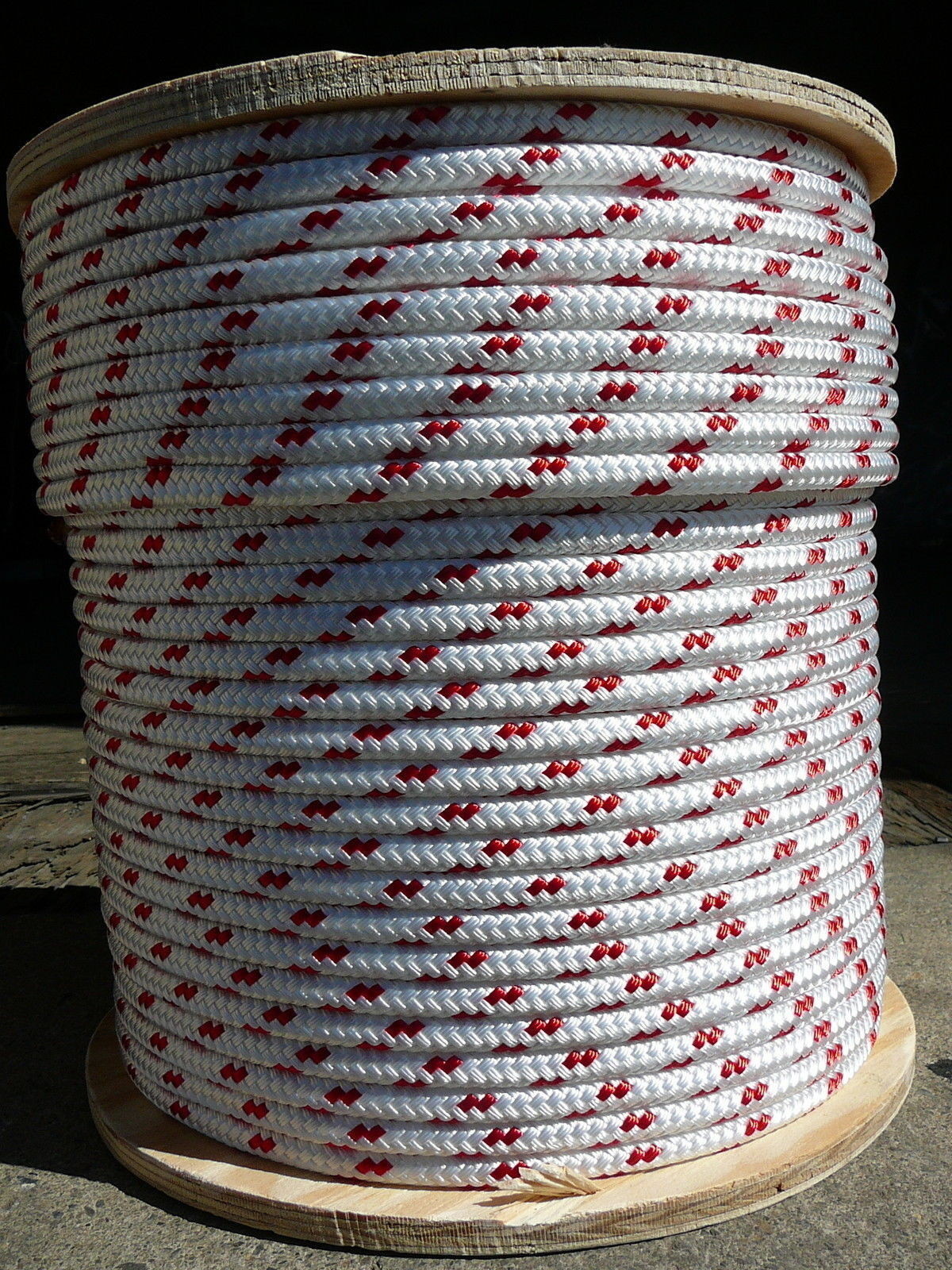 Sailboat Rigging Rope 3/8″ x 38′ White/Red Double Braided Sheet Halyard Line