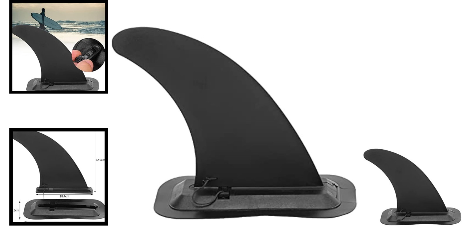 Lightweight PVC Paddle Board Fin with Clip – Easy Installation, 9.05″L x 4.13″W