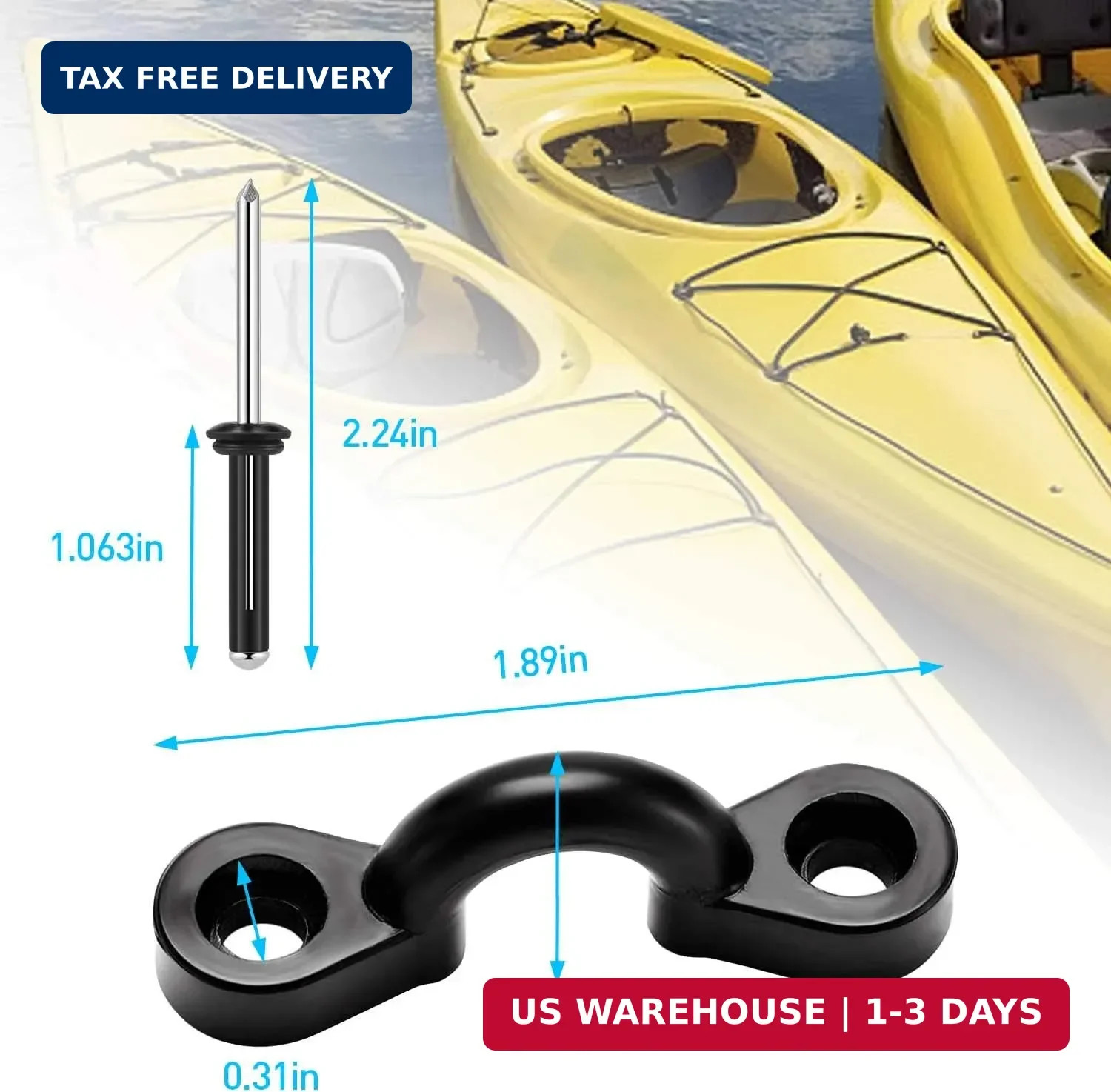 HLOGREE Kayak Handles 2/4 Pack,Kayak Carry Handle with Rivets,Kayak Replacement