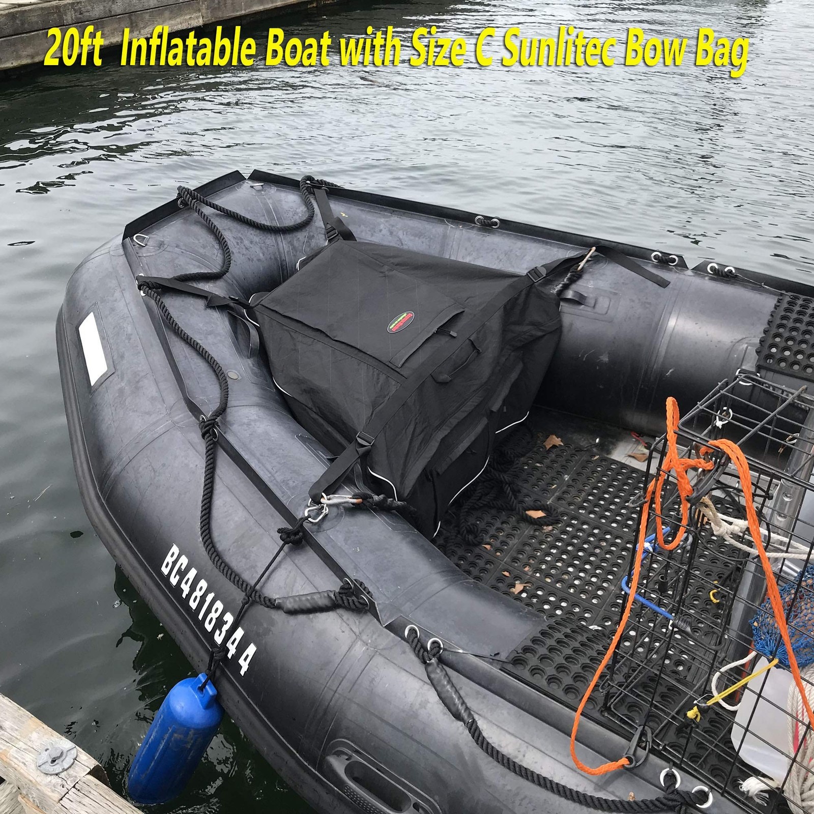 Seamax Sunlitec Front Accessory Storage Bow Bag for Inflatable Boat, with Ref…