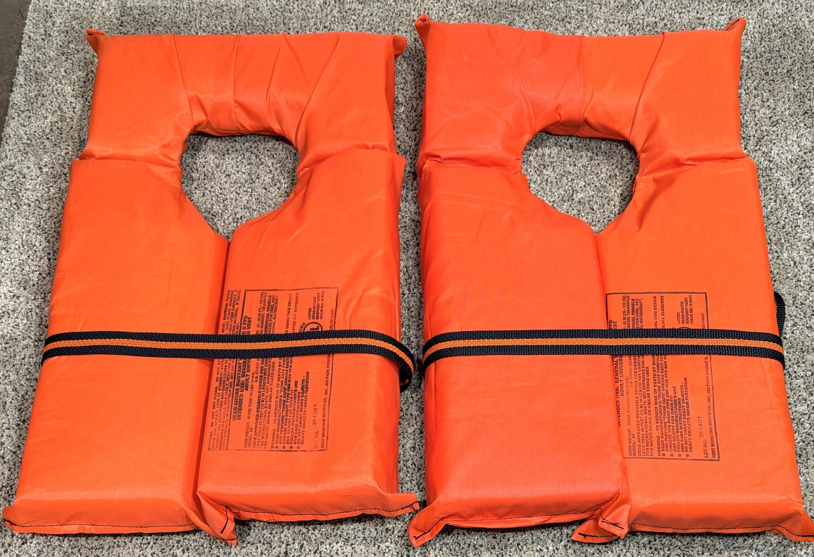 2 Pack Type II Life Jacket Vest Orange USCG Approved Adult Fishing Boating