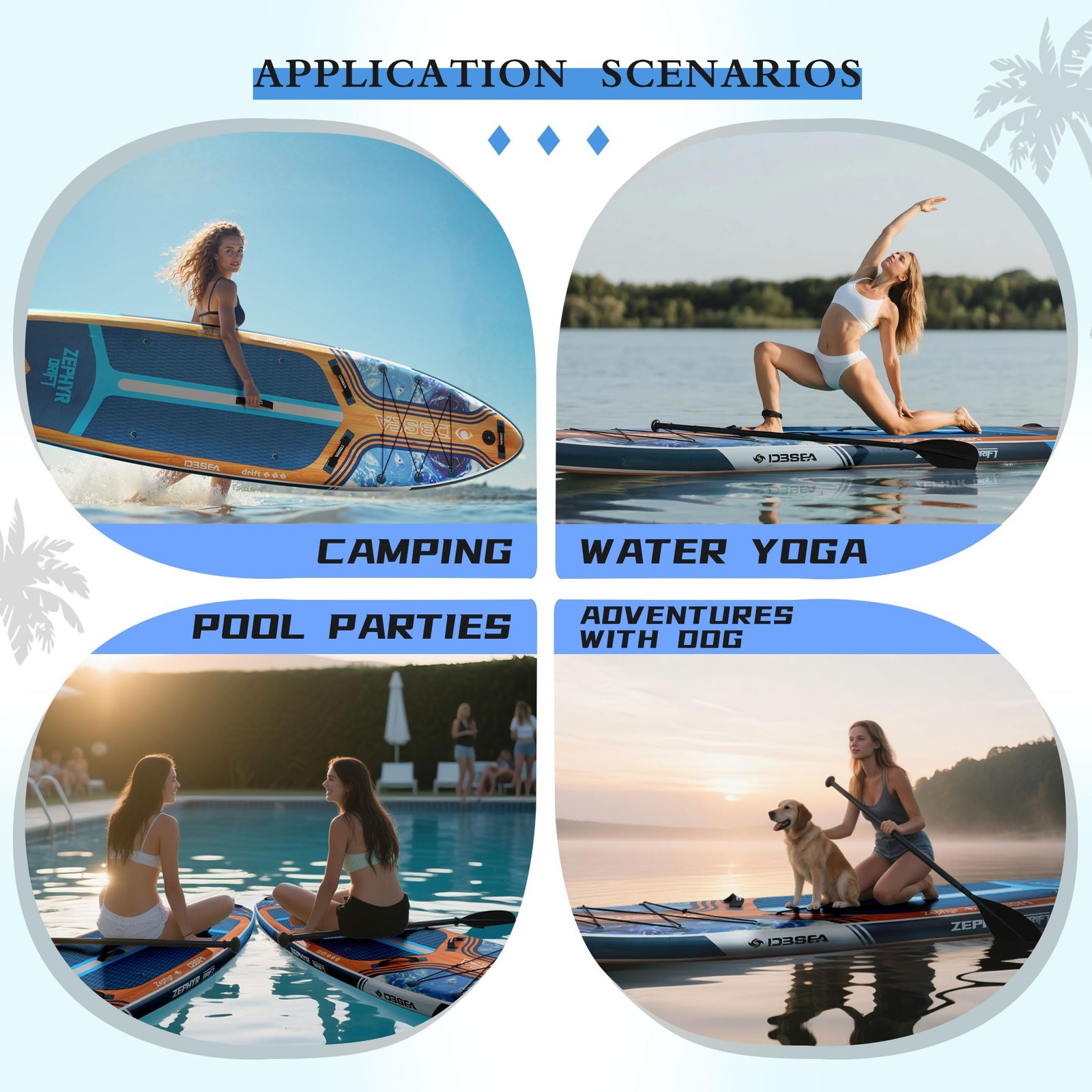 D3SEA 11’35” Extra Wide Inflatable Paddle Board with Non-Slip EVA Deck & Acce…