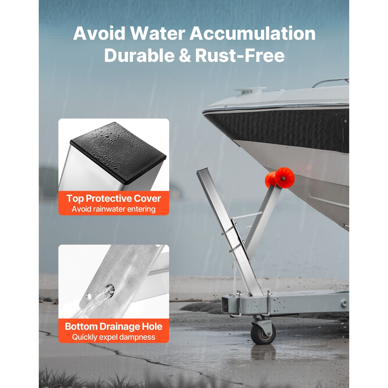 Boat Trailer Winch Stand, 3x3x34 Inch Posts, Galvanized, U – Bolts, for Jet Ski