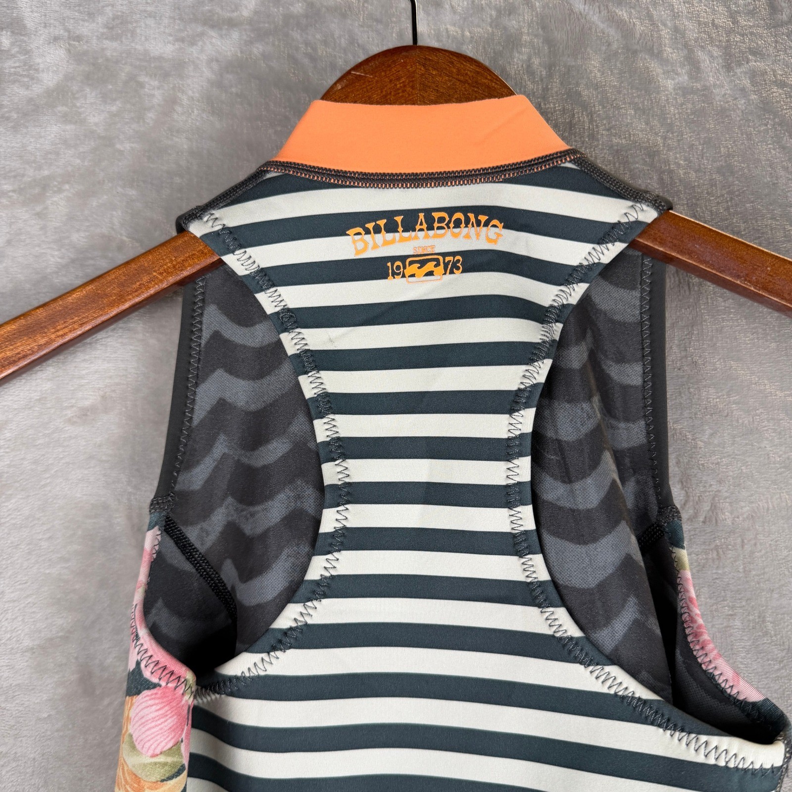 Billabong Surf Capsule Womens 4 Wetsuit Vest Floral Striped Front Zip Neoprene