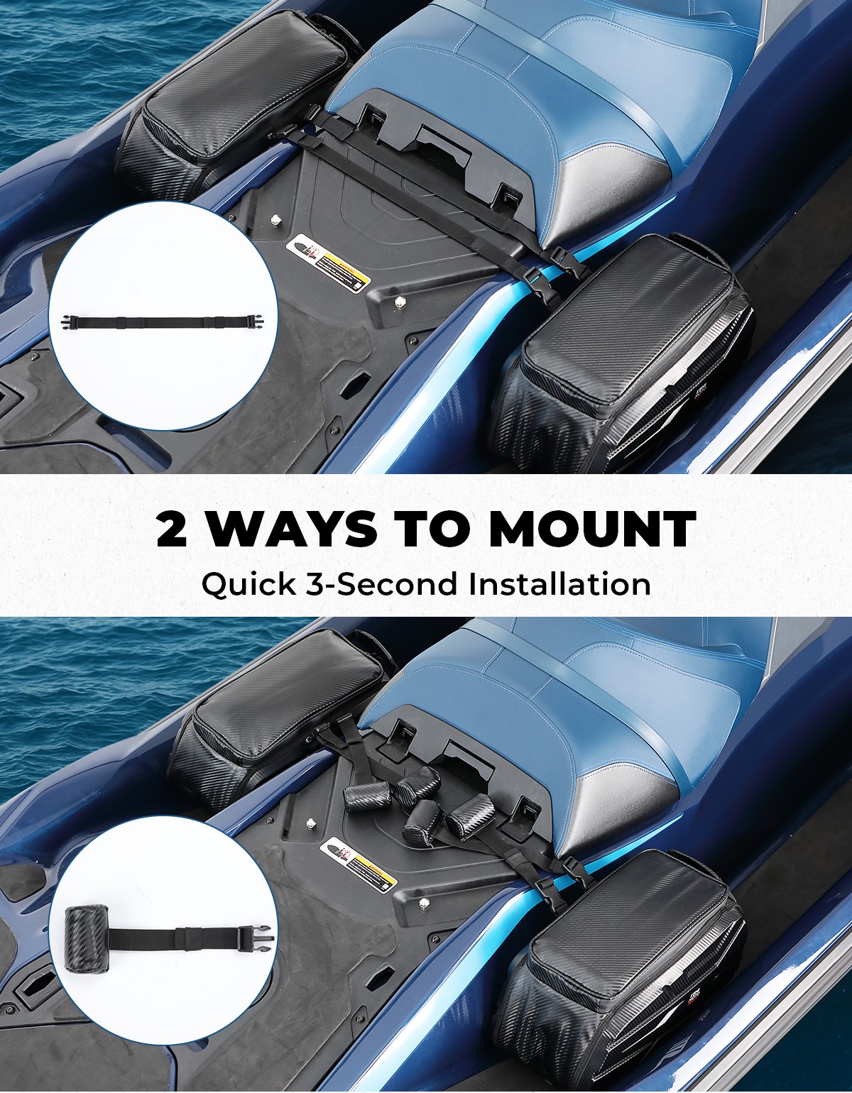 KEMIMOTO 2pcs Jet Ski Saddle Bag Side Bag Heavy Duty Waterproof Cooler Bag