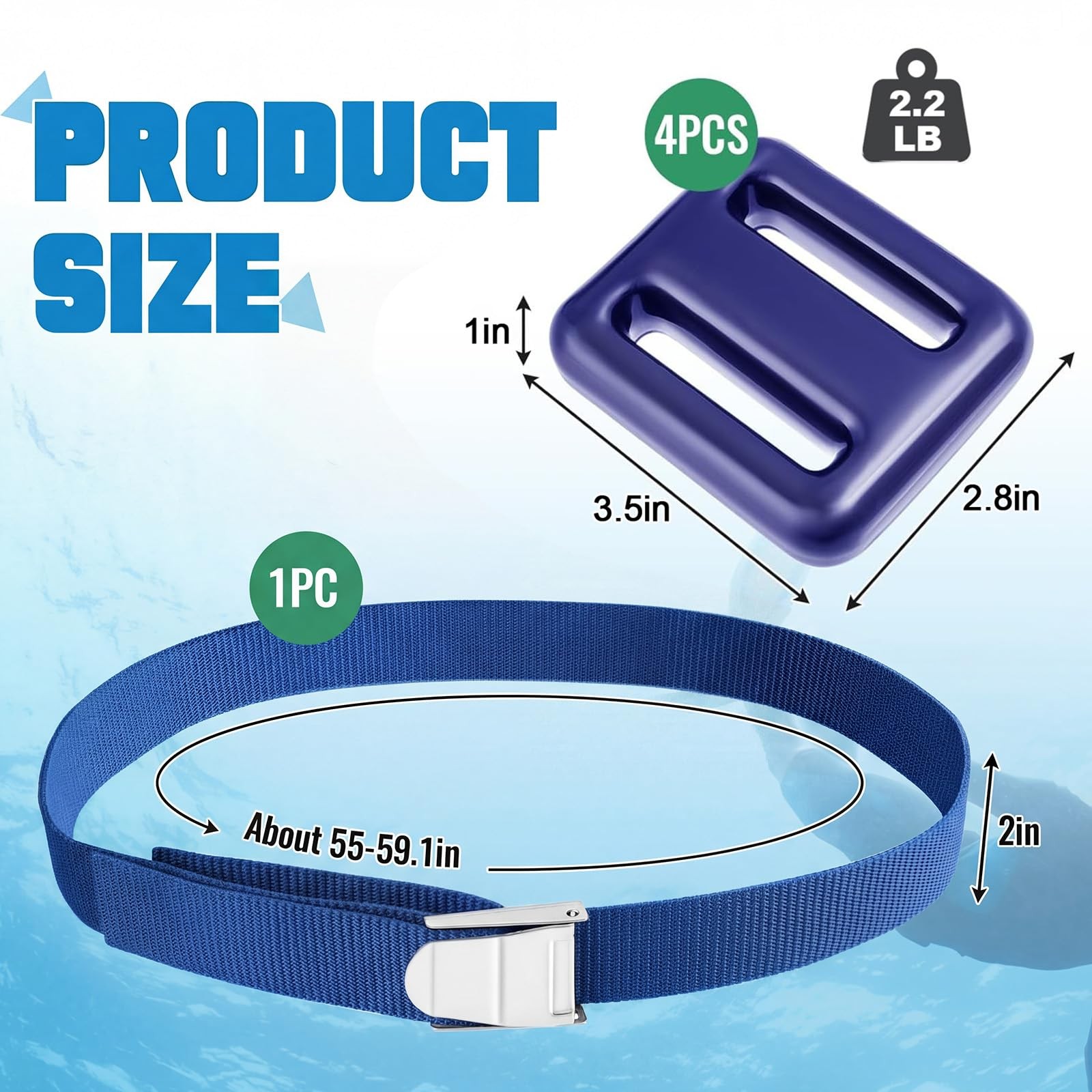 Tellegloww 4 Pcs Dive Weights Belt For Scuba Diving Coated Dive Weights Nylon