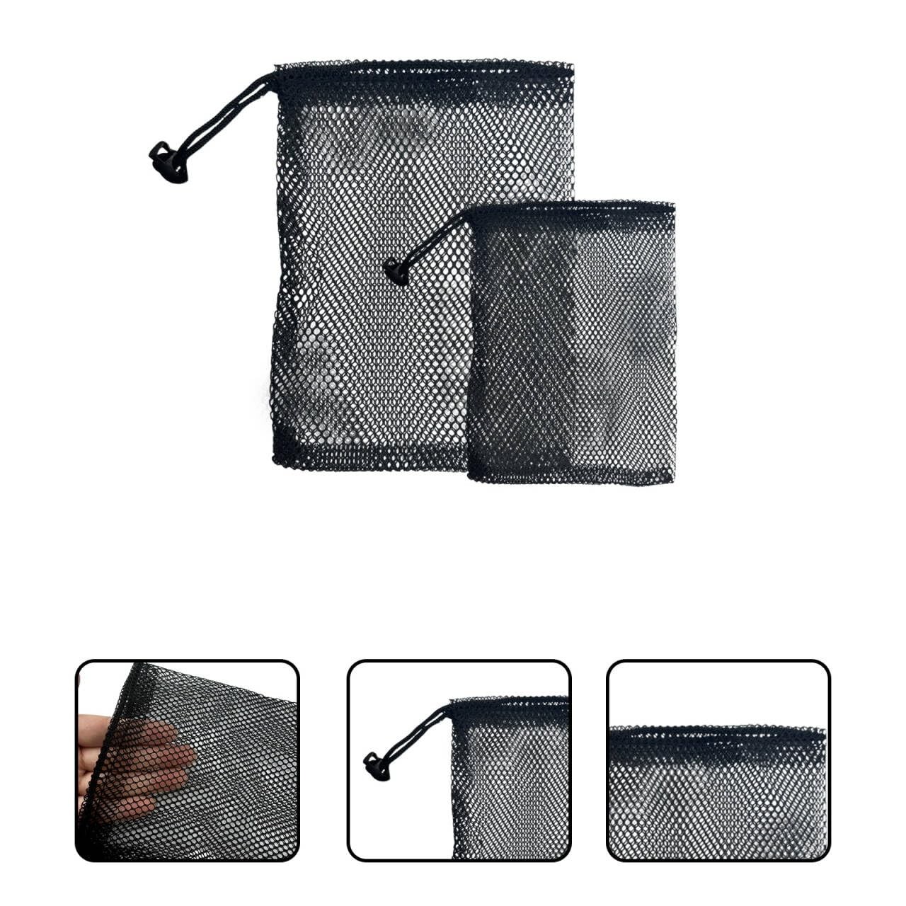 zuylikxy 10 PCS Nylon Mesh Drawstring Bags, (6 x 4 and 6 x 8) Small, Black