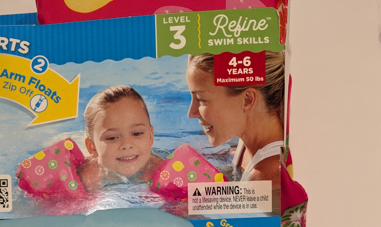 SwimSchool 2 In 1 Ultra-fit Tot Swimmer Pink, Max 50 pounds L3 Mermaid, 4-6 y/o