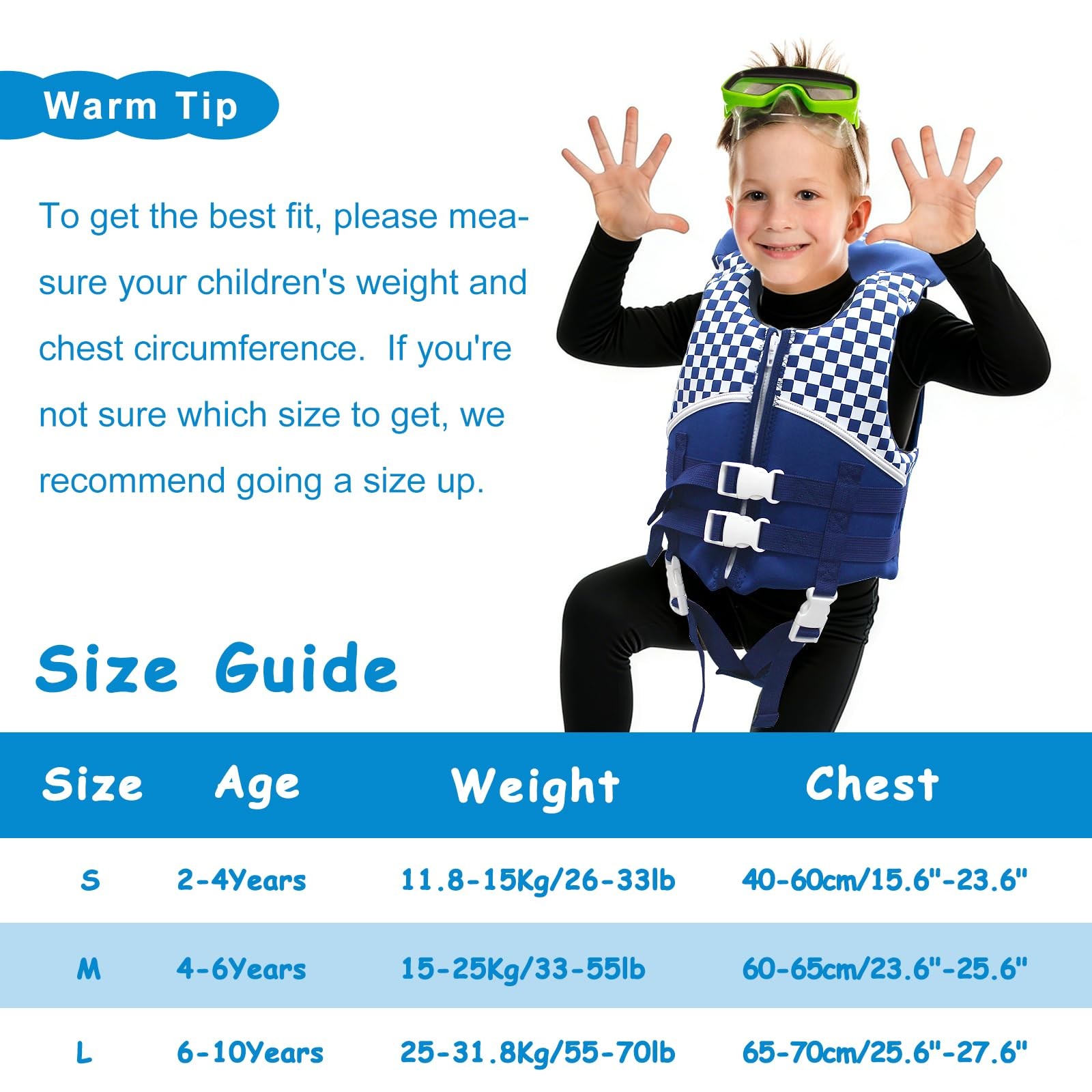 Swim Vest for 20-70 Pounds Boys and Girls, Easy On/Off Zipper, Swimming Jacke…