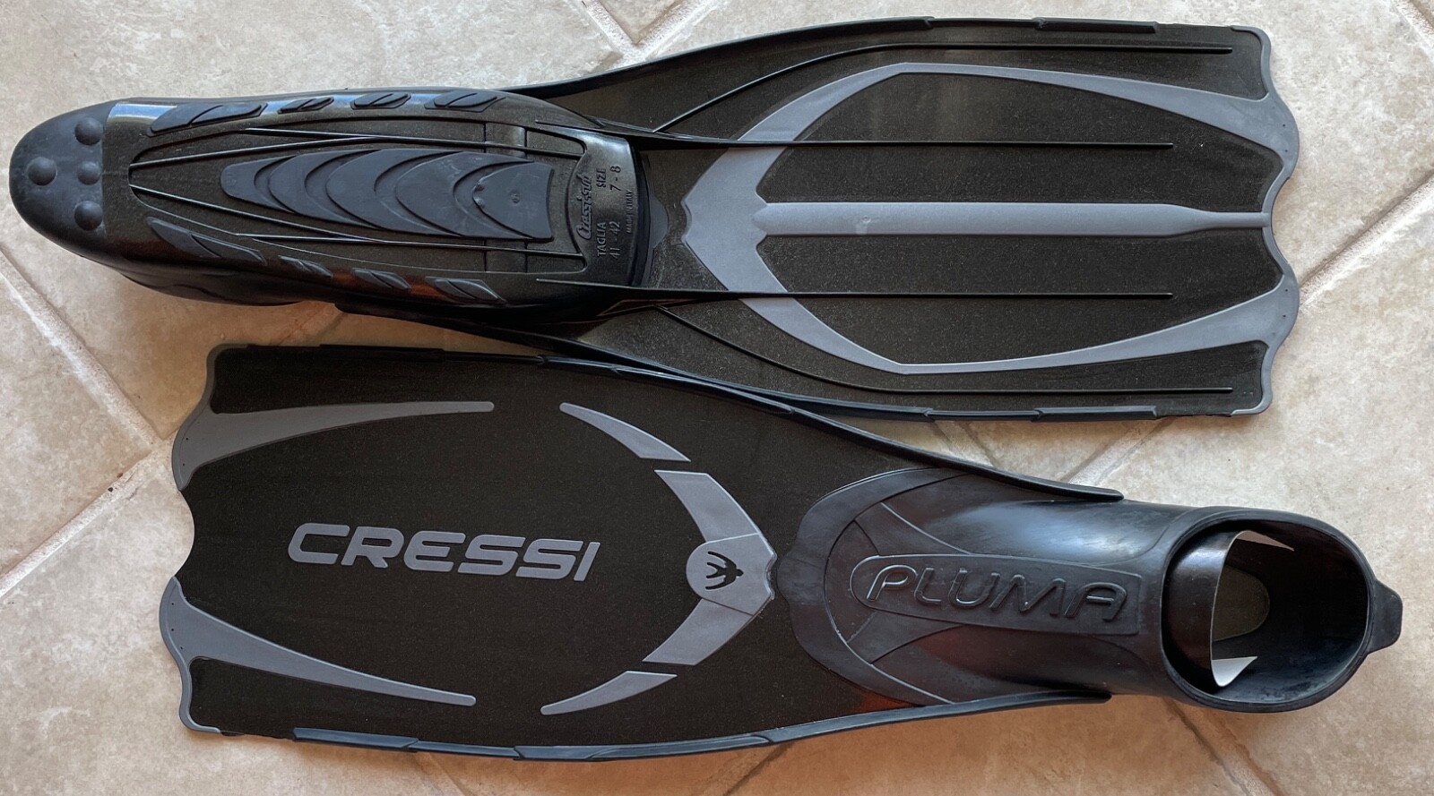 FINS SCUBA-SNORKELING CRESSI BLACK/GREY “PLUMA” 8 1/2-9 1/2 (43/44)