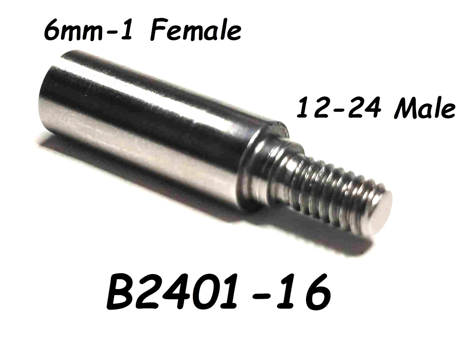 B2401-16 Adapter 12-24 Male x 6mm-1 Female, Speargun Tip, 3/8″