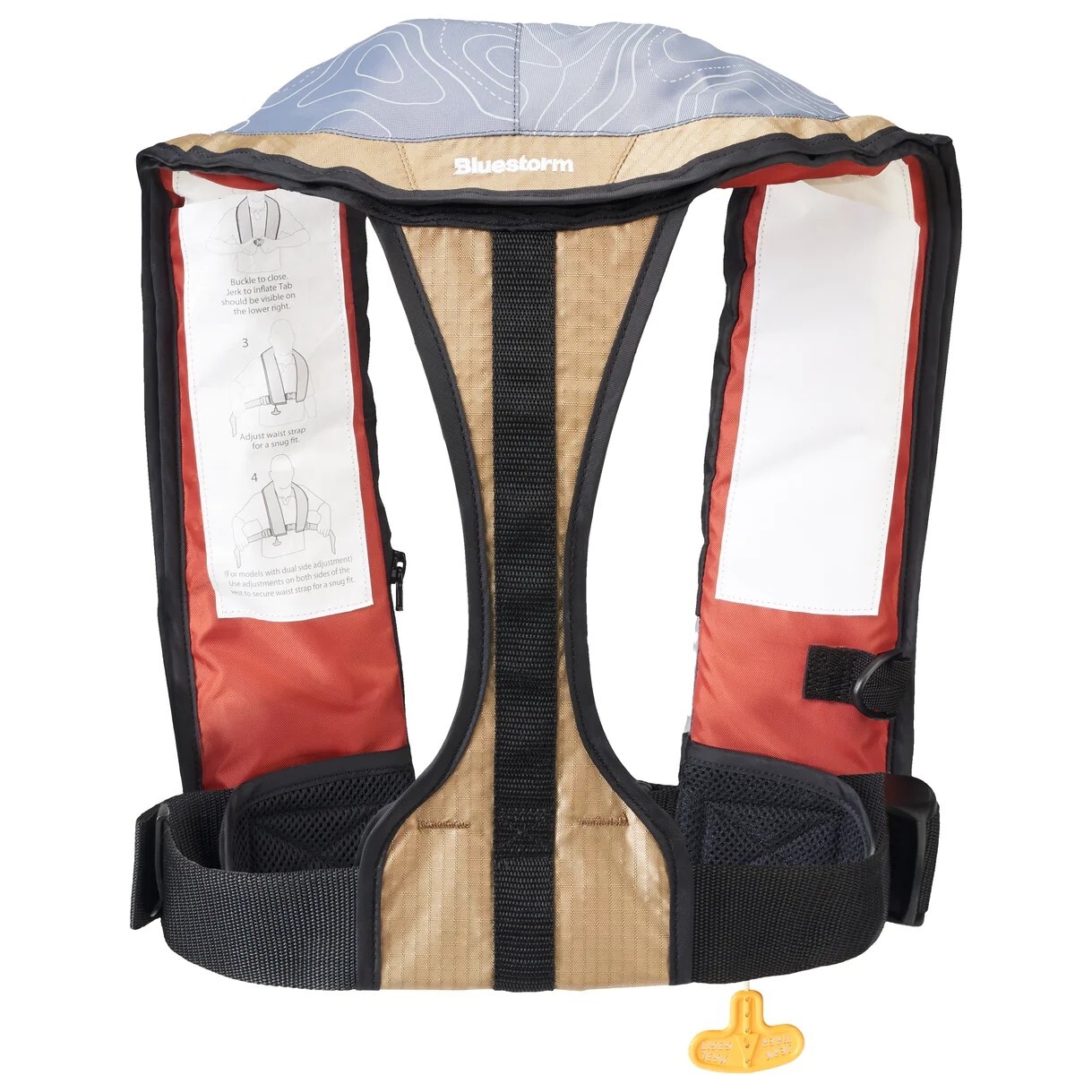 Bluestorm Stratus 35 Inflatable Life Jacket USCG Approved Type 2 PFD, TAN