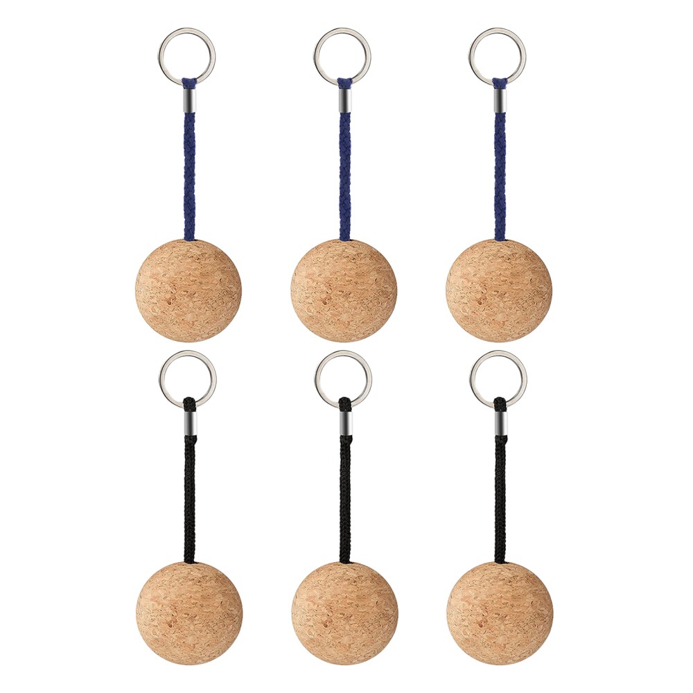 6Pcs Lightweight Cork Floating Key Rings for Water Sports Boating and Beach Use