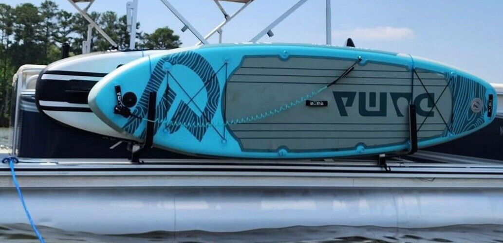 Pontoon Boat Dual Wake/Paddle Board Solution w/Storage Rack