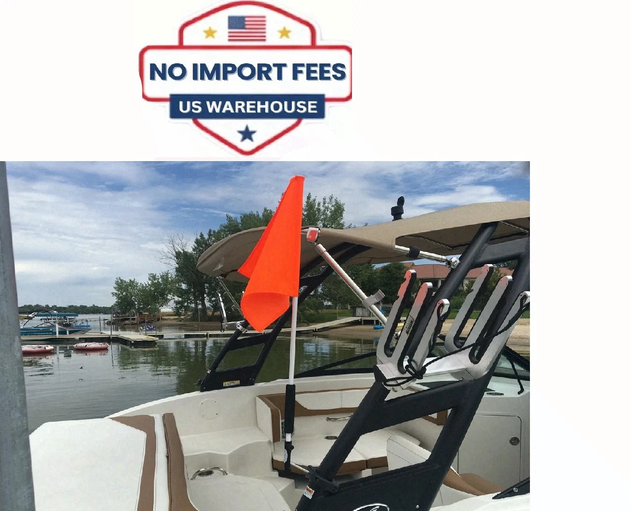 Tower Mount Waterski Flag Holder 360 Rotates Wakeboard Stainless Clamp ship fast