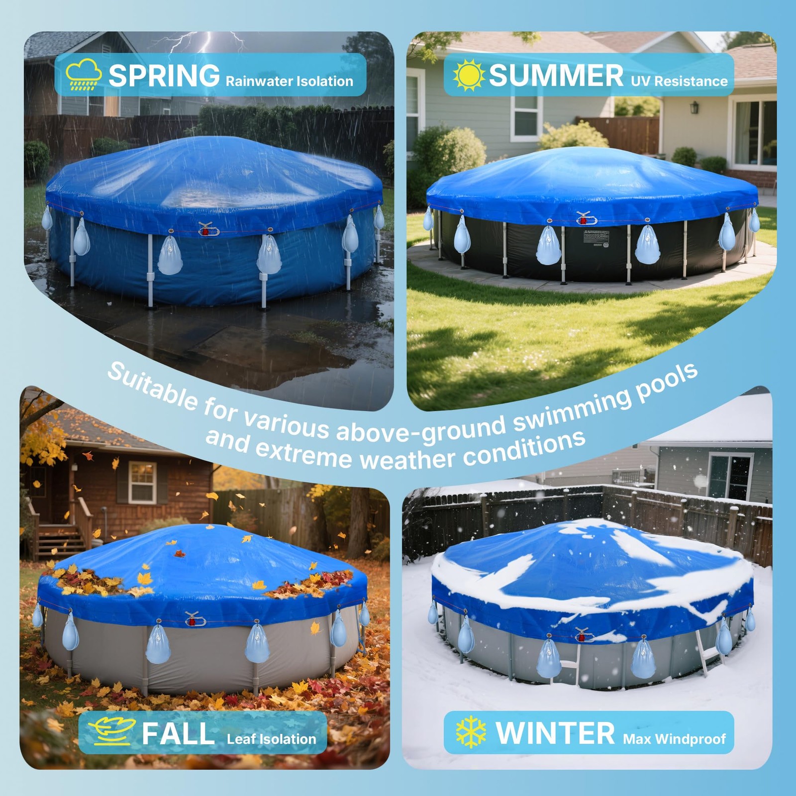21′ Round Pool Cover for Above Ground Pools – Winter Above Ground Pool Cover …