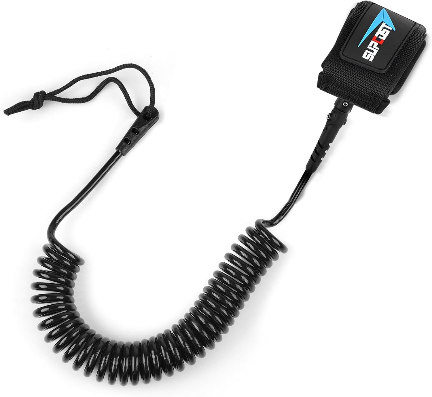 10 ft Surf Board Leash, 5.5mm/7.0mm Thick Urethane Coiled Paddle 5.5mm, Black