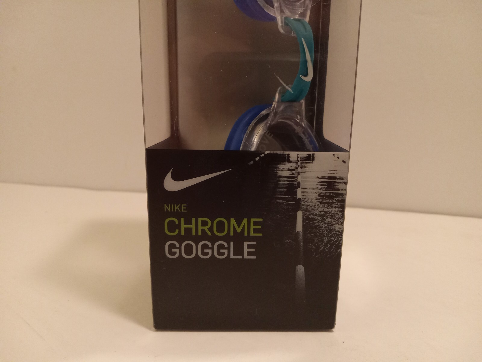 2017 Nike Chrome Swim Training Goggles Green Blue One Size NEW Unused Packaging