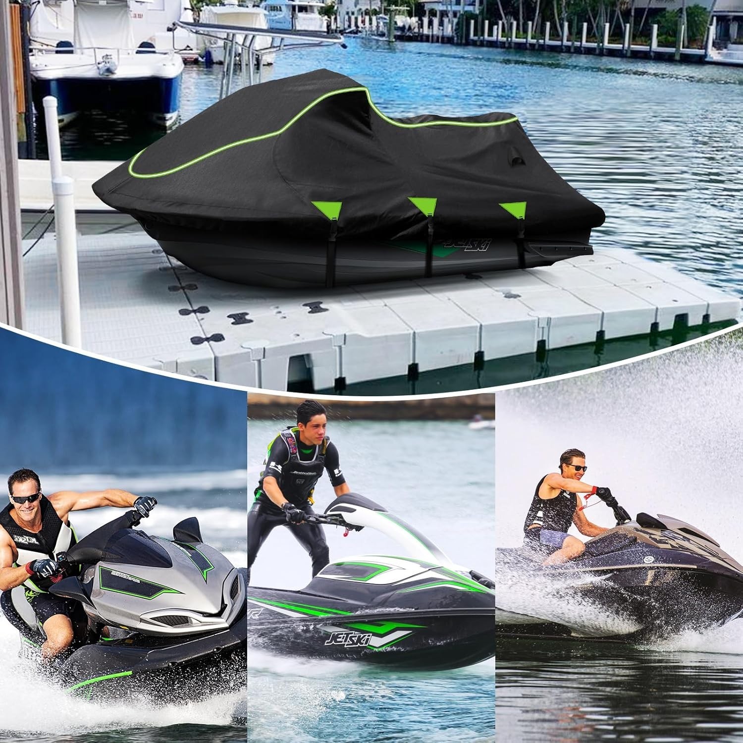 Jet Ski Cover, 120″-135″ 1or 3-Seater Watercrafts, Compatible M (120-135”)