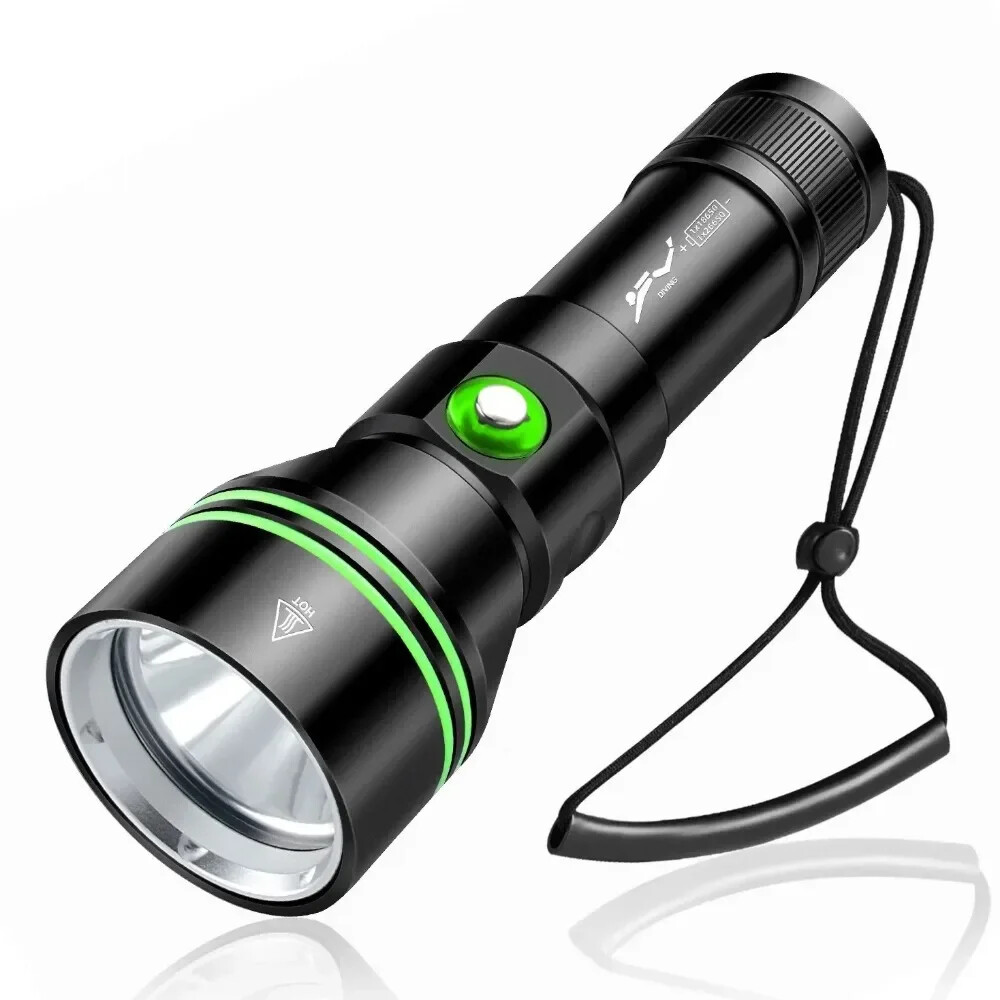 Scuba Diving Flashlight LED 90000LM Dive Torch 100M Underwater IPX8 Dive Lantern