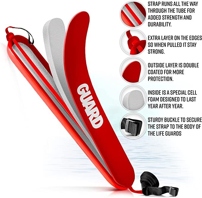 Lifeguard Rescue Tube Flotation Device for Home and Commercial Use + Red Whistle