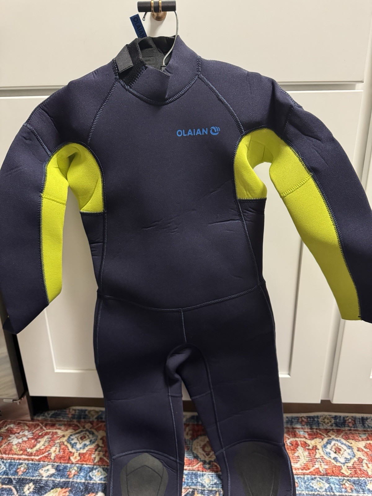 Olaian Youth Full Wetsuit Navy/Yellow Size 8 Years (125-132 cm) surf costume