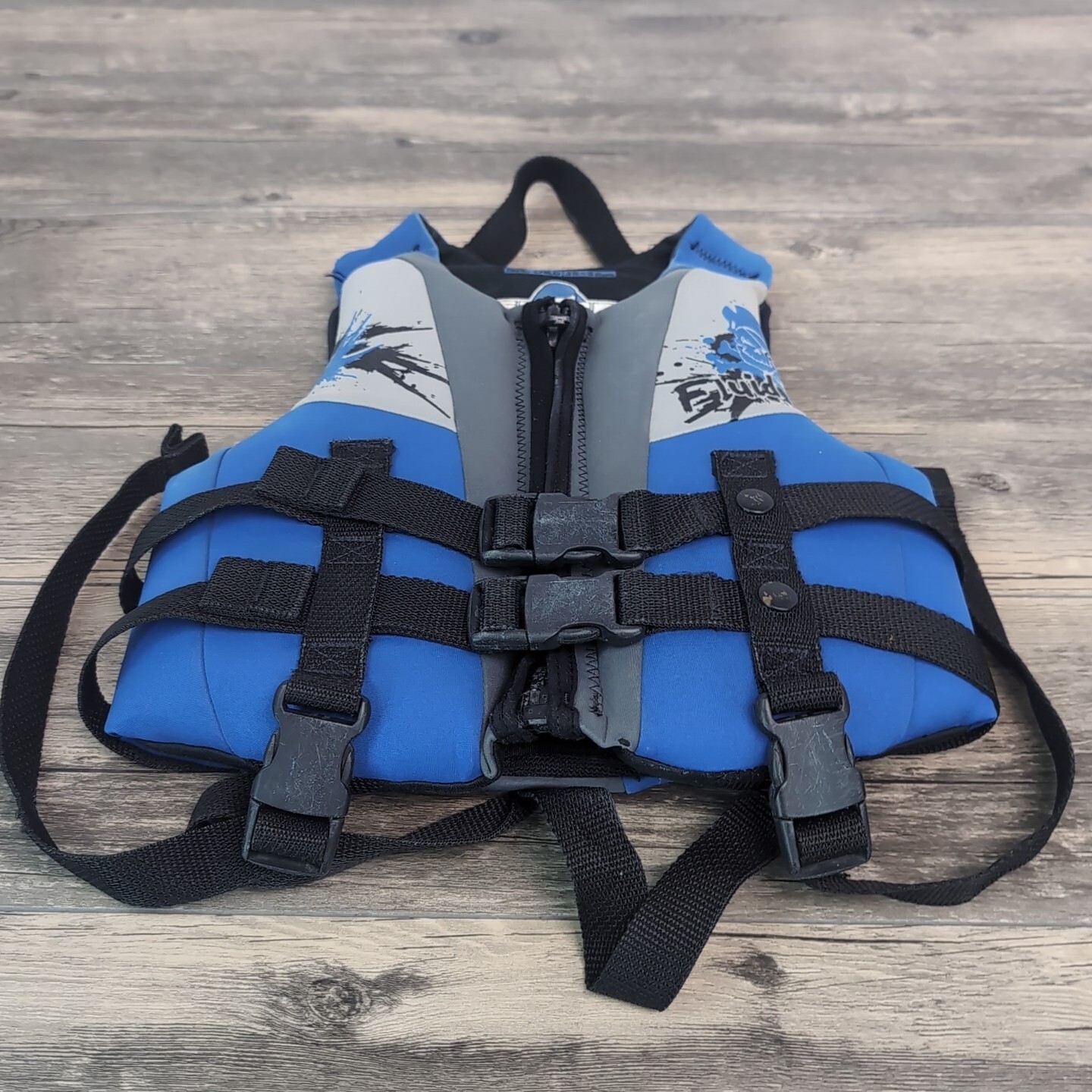 Life Jacket Ski Vest 30-50 Lbs Fluid Type III Blue Gray Black Water Safety