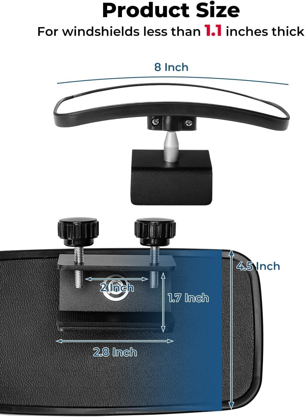 Boat Rear View Mirror, Upgrade Marine Mirror with 300° Curved Surface, 4.5″x8…
