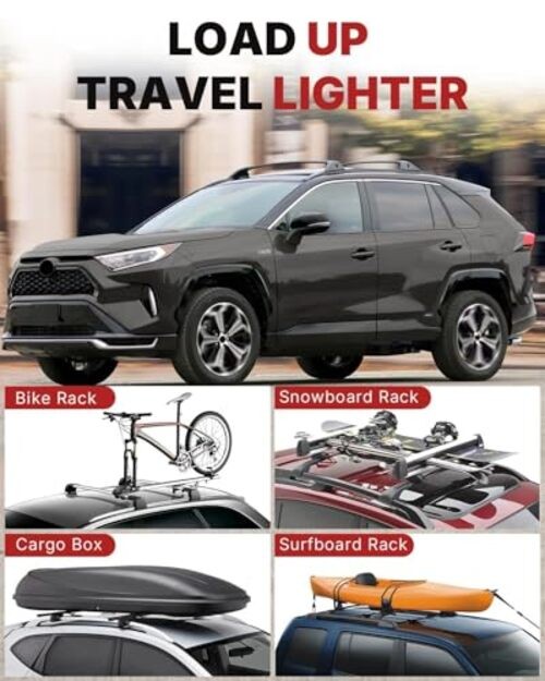 300LBS Roof Rack Cross Bars for with Side Rails, Aluminum Cargo 2019-2025 RAV4
